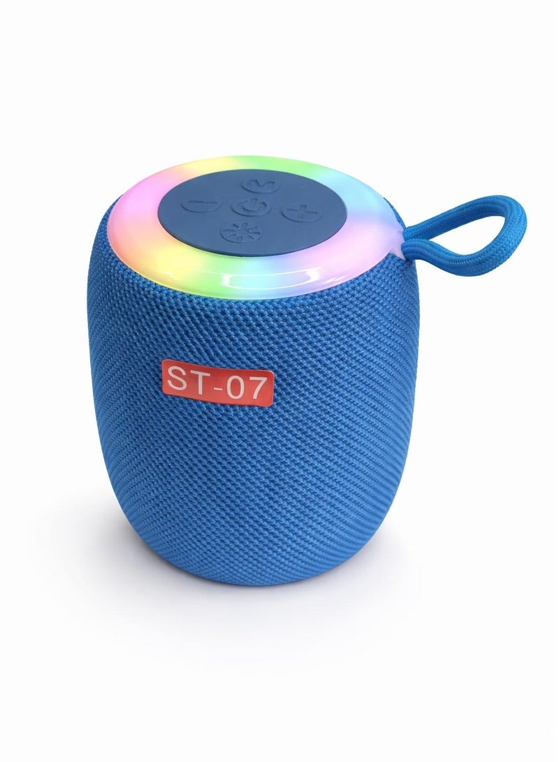 ستارت سماعة بلوتوث محمولة ST-07 بإضاءة LED RGB متعددة الألوان، مكبر صوت ستيريو قوي، تدعم USB وTF Card، شحن Type-C، سماعة خارجية للرحلات والمنازل - Image 1